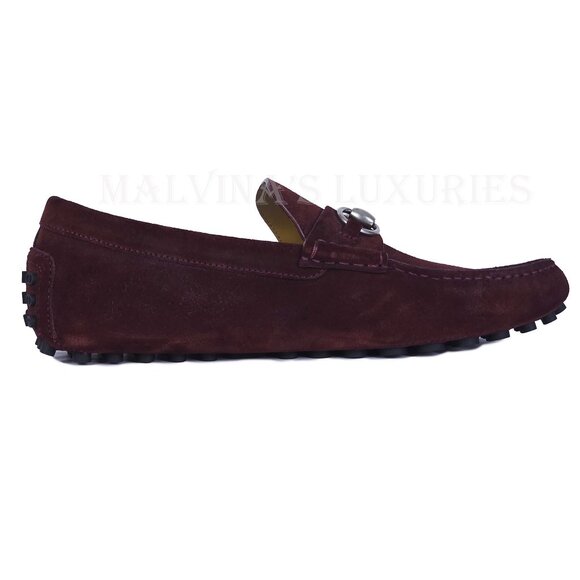 GUCCI SHOES MENS DRIVER BURGUNDY SUEDE w HORSEBIT PEBBLE SOLE sz 7.5 8 US main image 6